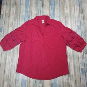 Blair Tunic Blouse with Embroidered Sleeves